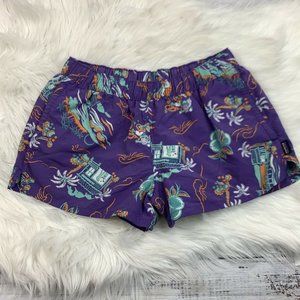 PATAGONIA Women Barely Baggies Shorts Sz S Tropical Floral Purple Multi